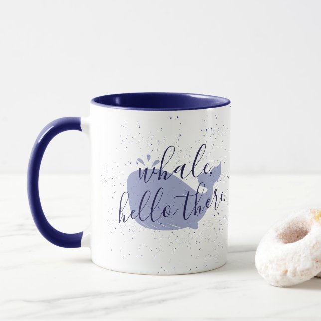 Baleine Bleue, Bonjour Il Y A Du Café Mug (Avec donut)