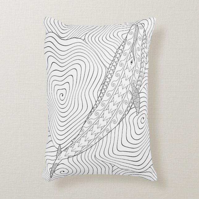 Baleine bleue Coussin de coloriage adulte (Devant(Vertical))