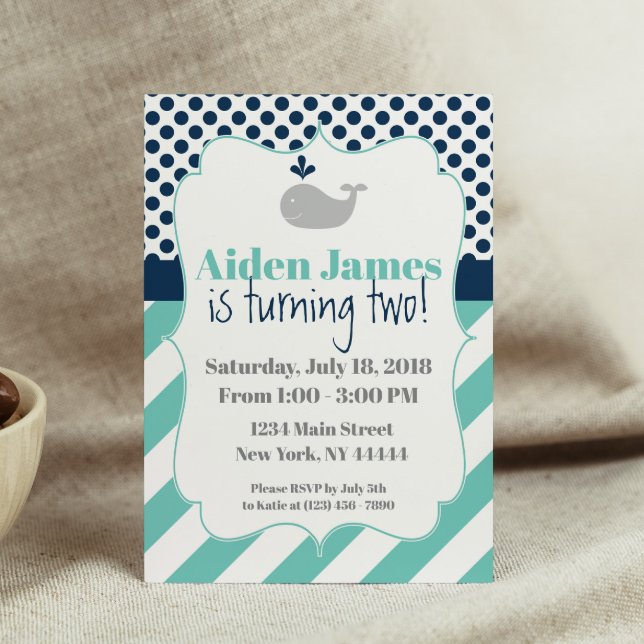 Baleine bleue Invitation d'anniversaire (Créateur téléchargé)