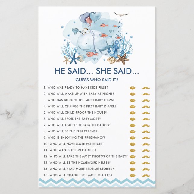 Baleine Bleue Nautique Il A Dit Qu'Elle A Dit Jeu (Devant)