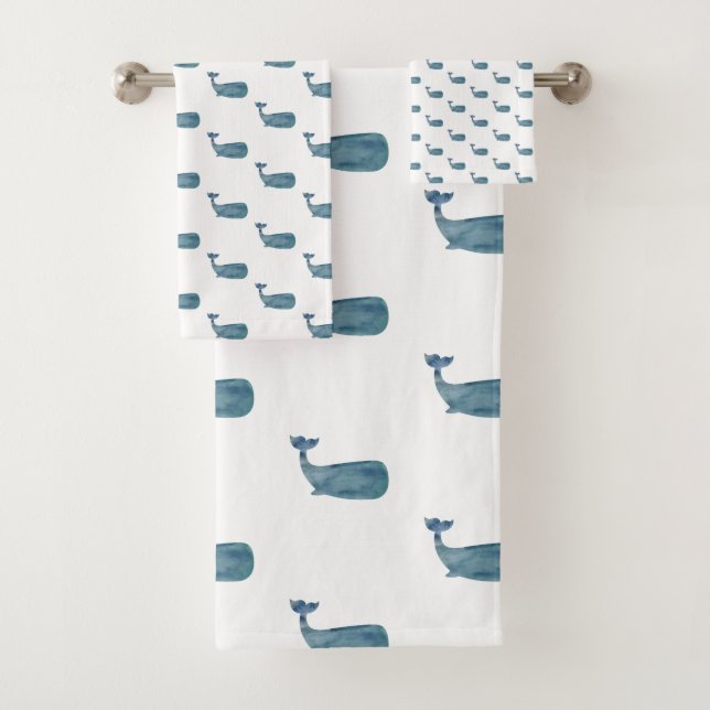Baleine Bleue Plage Plage Serviette Ensemble (En situation)