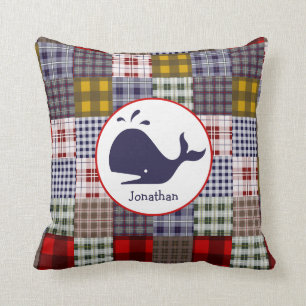 Baleine + Coussin de plaid de Madras