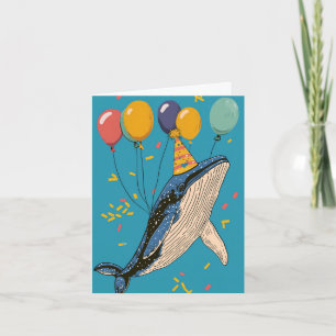 Baleine d'anniversaire avec ballons Carte d'annive