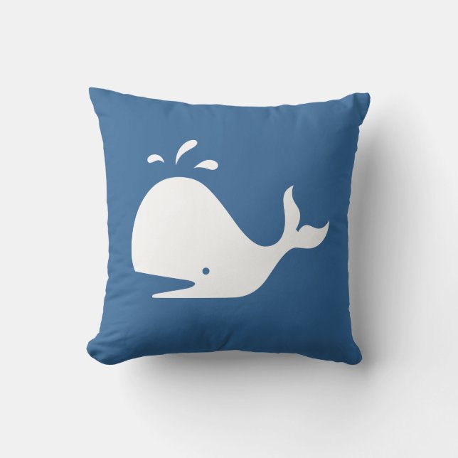 baleine de dessin animé blanc sur un oreiller bleu (Recto)