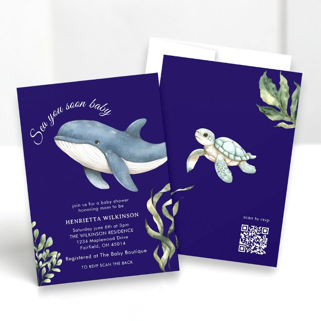 Baleine de mer à bientôt Invitation à la Baby Show (Créateur téléchargé)