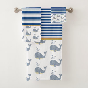 BALEINE D'UN TITRE BLEU STRIPE TOWROOM SET