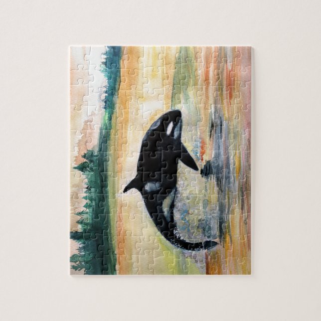 Baleine en Jump Photo Puzzle avec boîte cadeau (Vertical)