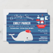 Baleine| Invitation Baby shower