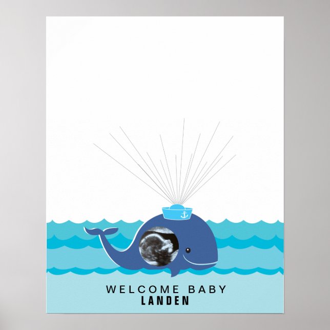 Baleine | Livre d'or pour fête prénatale Print (Devant)
