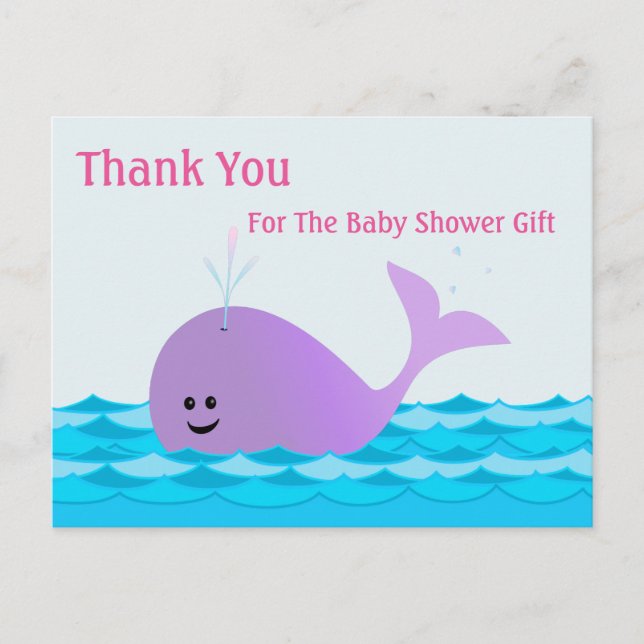Baleine, Merci fille Baby shower carte postale (Devant)