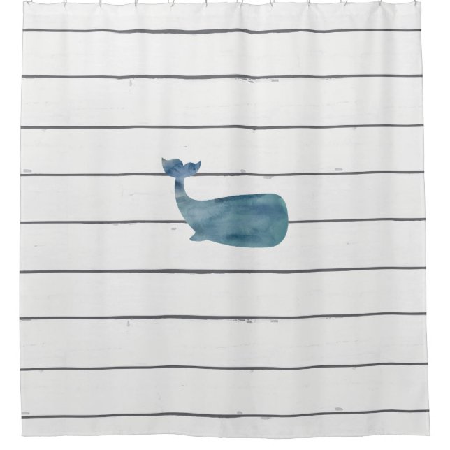 Baleine Motif Cabine de douche côtière rideau (Devant)