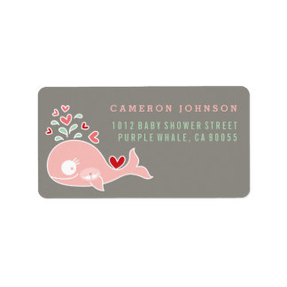 Baleine rose Twin Girls Baby showers Étiquettes de