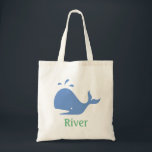 Baleine Sac fourre-tout personnalisé, bleu et vert<br><div class="desc">Ce mignon sac fait un grand sac de plage, sac de livre, sac de jouets... ou vraiment un grand sac pour à peu près tout! Personnalisez-le avec un nom à l'aide du formulaire modèle. Utilisez la fonction personnaliser pour accéder au menu avancé vous permettant de modifier les couleurs, les polices...</div>