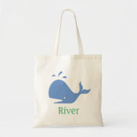 Baleine Sac fourre-tout personnalisé, bleu et vert