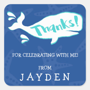 Baleine   Stickers d'anniversaire Merci