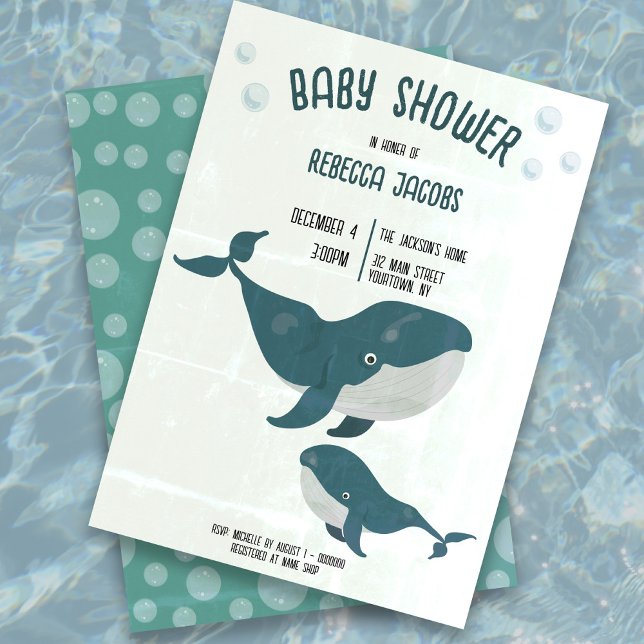 Baleine vintage avec Baby shower bébé Invitation (Créateur téléchargé)