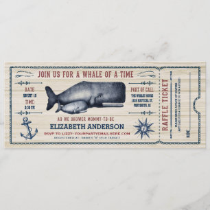 Baleine Vintage, Baby shower Invitation de billets