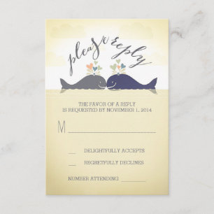 baleines mignonne mariage plage carte RSVP