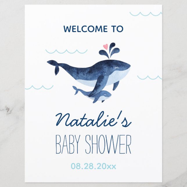 Baleines nautiques sous le Baby shower marin Bienv (Devant)