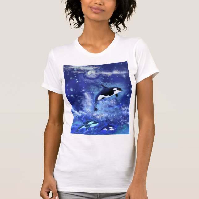Baleines tueuses sur T-shirt Pleine lune - Peintur (Devant)