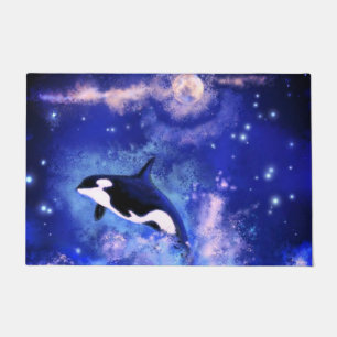Baleines tueuses sur tapis de Pleine lune - Bleu N