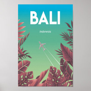 Bali indonésienne vintage travel poster