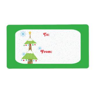 Balise cadeau de Noël enneigé étiquette