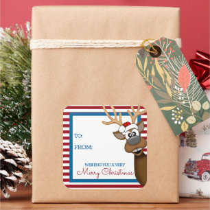 Balise cadeau de rennes de Noël Whimsical Sticker