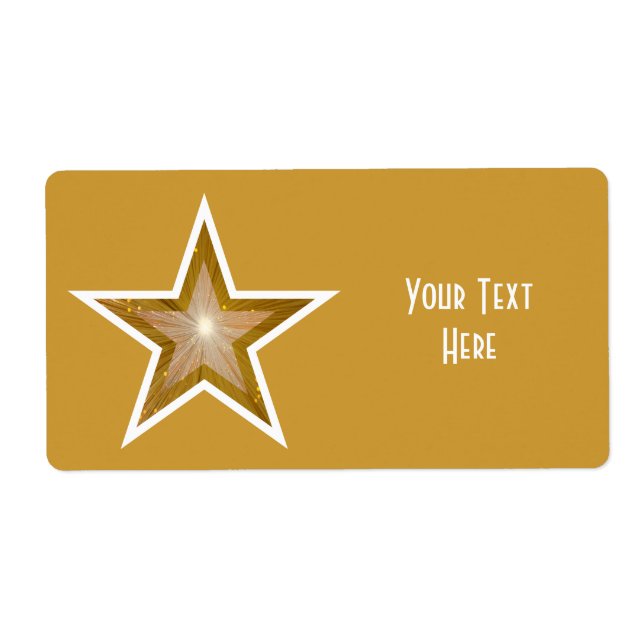 Balise cadeau "Gold" Star 'Your Text' étiquette or (Devant)