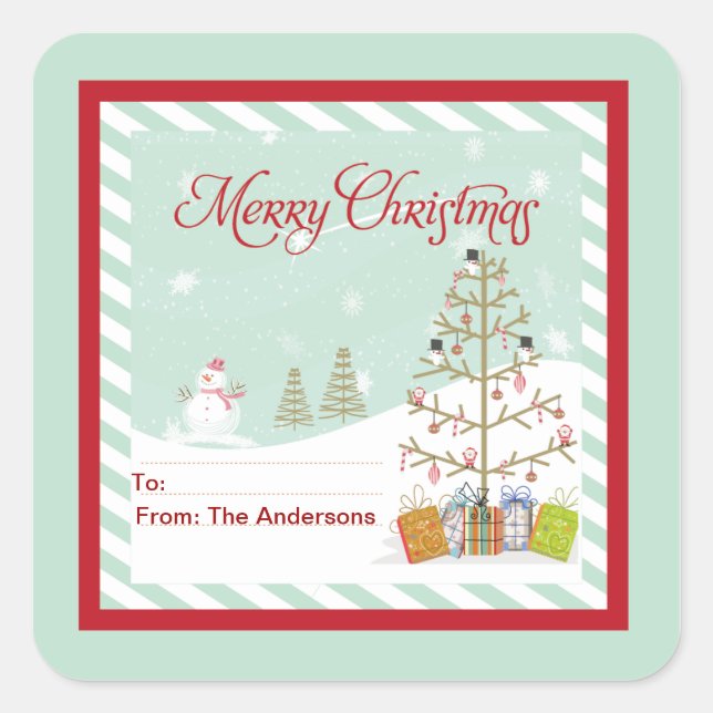 Balise cadeau Joyeux Stickers de Noël (Devant)