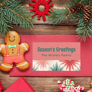 Balise colorée Retro Noël Famille Cadeau Étiquette