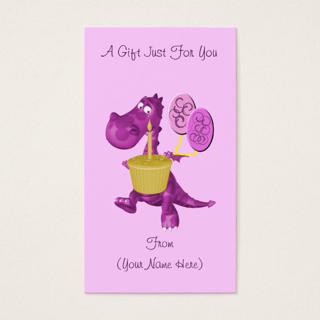 Balise de carte cadeau personnalisée Purple Dragon (Devant)