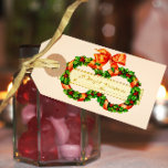 Balise de Étiquette cadeau Vintage Christmas Wreat<br><div class="desc">Étiquettes de Noël Vintage avec des couronnes vertes et un ruban rouge. Stickers pack,  variante 3</div>