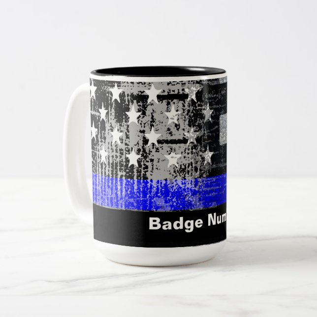 Balise de ligne bleue mince# Mug (Devant gauche)