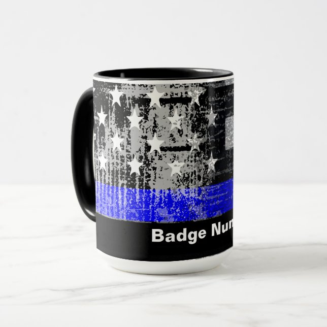 Balise de ligne bleue mince# Mug (Devant gauche)
