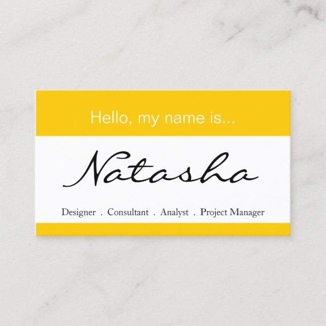 Balise de nom d'entreprise jaune et blanc - Carte  (Devant)