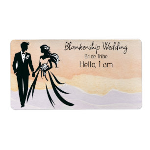 Balise de nom du Étiquette mariage Couple coloré