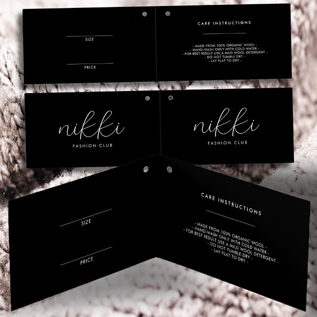 Balise de prix des vêtements noirs pliés modernes  (Créateur téléchargé)