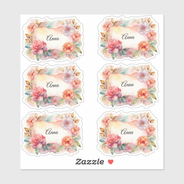 Balise Étiquette de nom des fleurs d'aquarelle (Feuille)