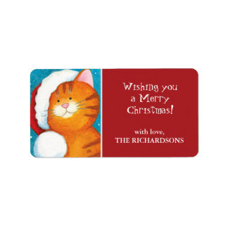 Balise Festive Tabby Chat Noël Cadeau Étiquette