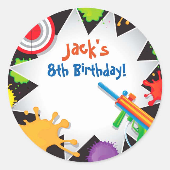 Balise laser Paint Ball Stickers Favour Anniversai (Devant)