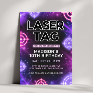 Balise laser rose brillant Invitation d'anniversai