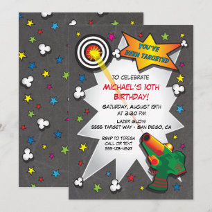 Balise Lazer Invitation de fête d'anniversaire