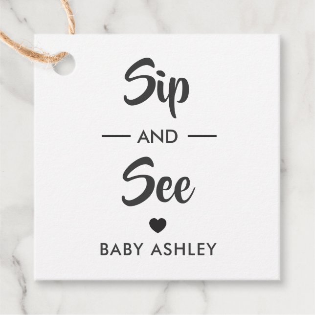 Balise Sip and See, Nouvelle étiquette cadeau bébé (Devant)