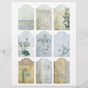 Balises de l'Embellisment Shabby Blue Scrapbook