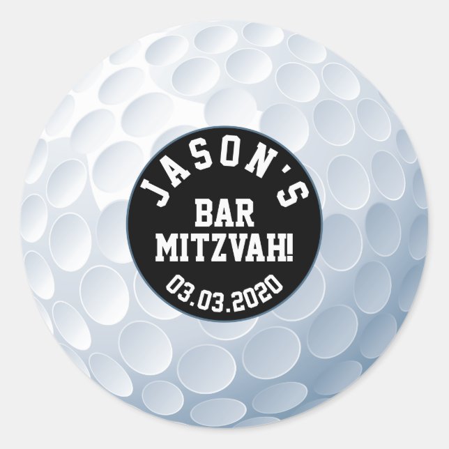Ball de golf Bar Mitzvah Sticker noir blanc (Devant)