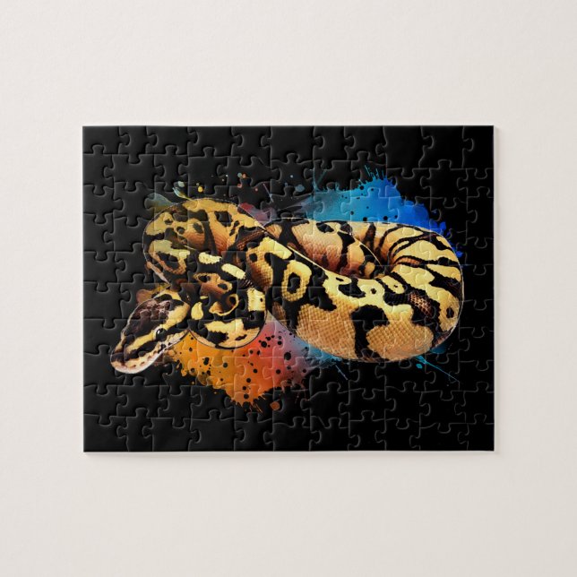 Ball Python Rainbow Color Watercolor Jigsaw Puzzle (Horizontal)