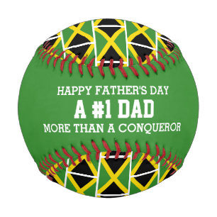 Balle De Baseball #1 NUMÉRO 1 Fête des pères DAD JAMAICA Drapeau