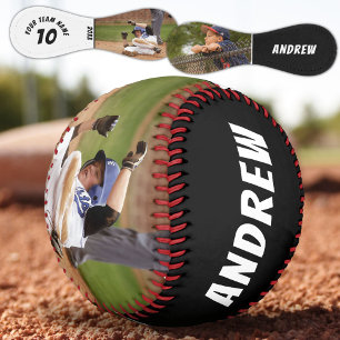 Balle De Baseball 2 Photo Joueur de Baseball Nom Numéro Équipe Noir