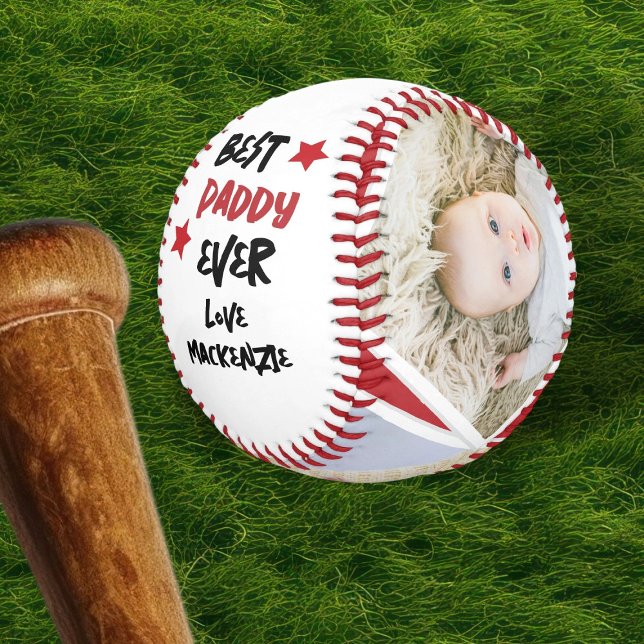 Balle De Baseball 3 Photo et texte Personnalisé L'un d'un genre (3 Photo and Text Personalized One of a Kind Baseball by Ricaso. Change text & photos to suit needs)